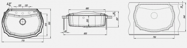 Мойка кухонная керамогранитная Florentina ЭМИЛИЯ 770 20.360.E770.201 77*55 см. жасмин