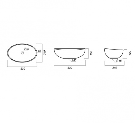 Раковина Sanita luxe RINGO CUT RNGSLWB01C 53 