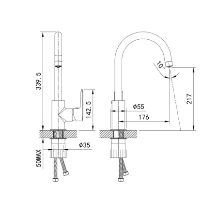 Смеситель IDDIS CUBA CUBBNFJi05 для кухонной мойки 