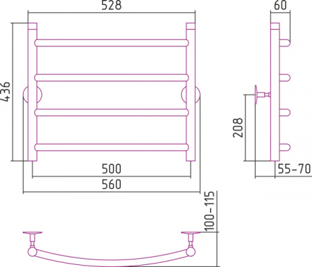 Полотенцесушитель водяной Стилье УНИВЕРСАЛ-50 00650-5050 500х500 