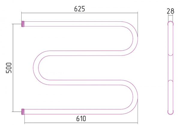 Полотенцесушитель водяной Стилье М-образный 00004-5065 500х650 