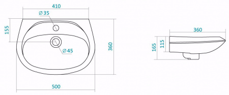 Раковина Santek БРИЗ 1.WH11.0.451  