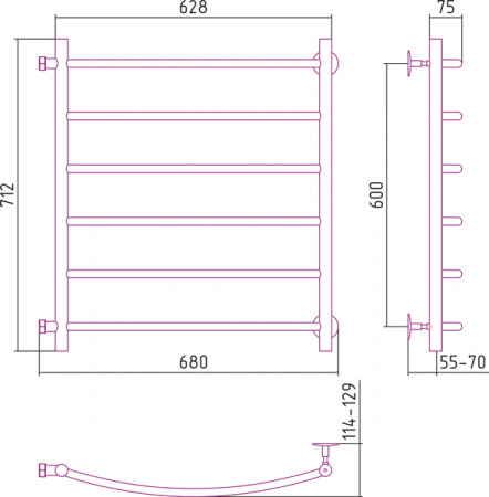 Полотенцесушитель водяной Стилье ВЕРСИЯ-Б2  00612-6060 600х600 