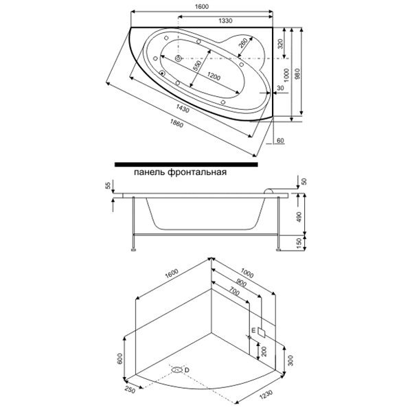 Ванна акриловая BAS САГРА В 00031 160x100 см. левая 