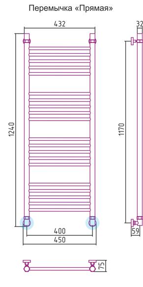 Полотенцесушитель водяной Сунержа БОГЕМА+ 00-0220-1240 1200х400 