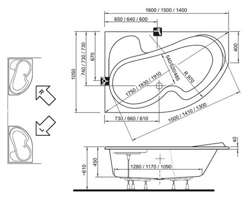 Ванна акриловая Ravak ROSA I CV01000000  