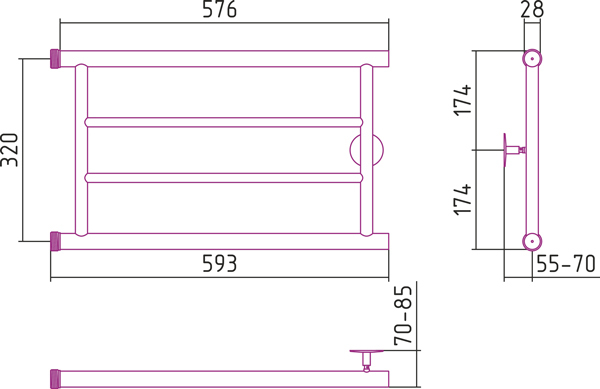 Полотенцесушитель водяной Стилье МИНОР 00600-3260 320х600 
