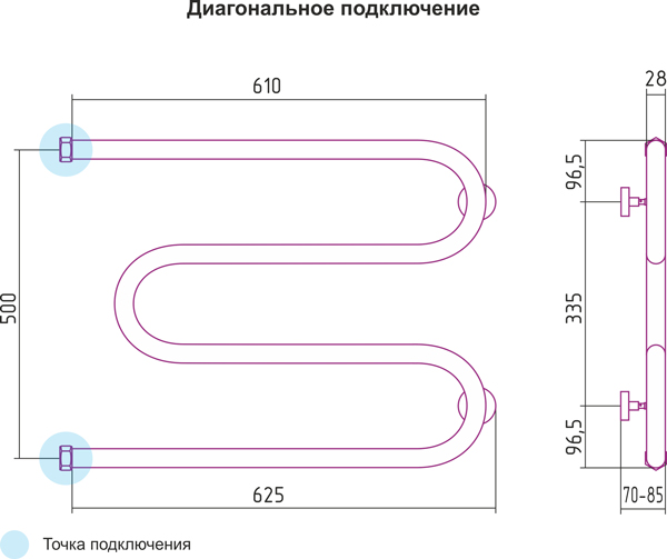 Полотенцесушитель водяной Сунержа М-образный 00-0007-5065 500х650 