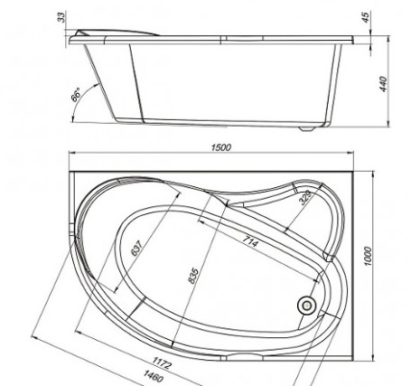 Ванна акриловая Mirsant ЯЛТА  150x100 см. правая  Ванна акриловая Mirsant ЯЛТА  150x100 см. правая