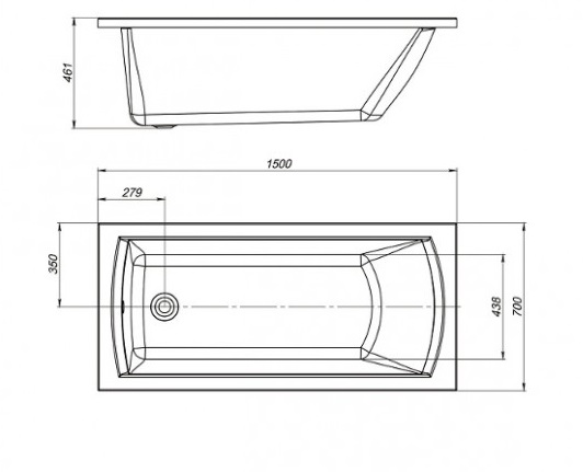 Ванна акриловая Mirsant БЕТТА  150x70 см.  Ванна акриловая Mirsant БЕТТА  150x70 см.