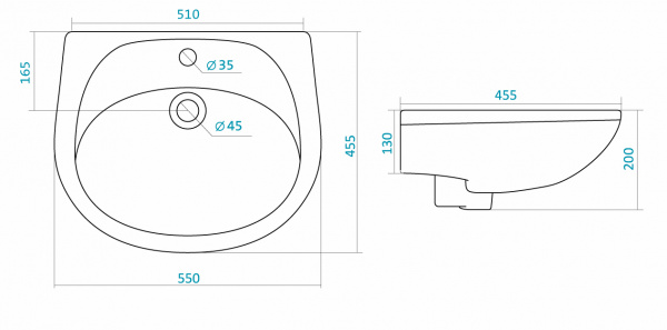 Раковина Santek БРИЗ 1.WH11.0.460  