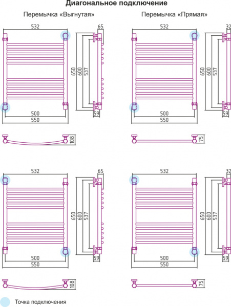 Полотенцесушитель водяной Сунержа БОГЕМА+ 00-0220-6050 600х500 