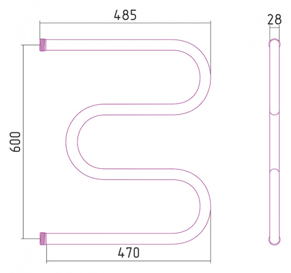 Полотенцесушитель водяной Стилье М-образный 00004-6050 600х500 