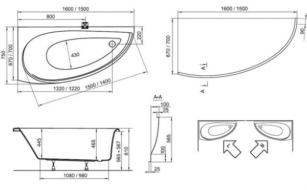 Ванна акриловая Ravak AVOCADO CH01000000  