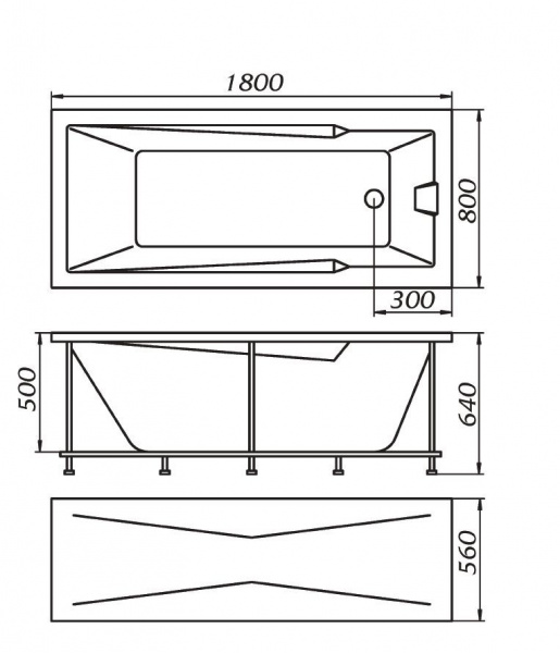 Ванна акриловая 1Marka RAGUZA 01ра1880 180x80 см. 