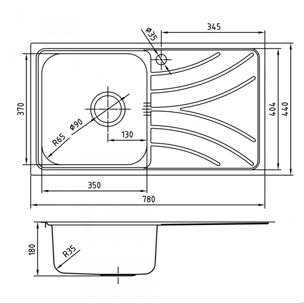 Мойка кухонная из нержавеющей стали IDDIS ARRO ARR78SLi77 78*44 см. 