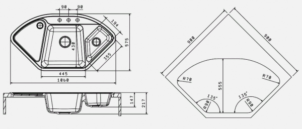 Мойка кухонная керамогранитная Florentina КАПРИ 20.185.J1060.105 100,6*57,5 см. коричневый