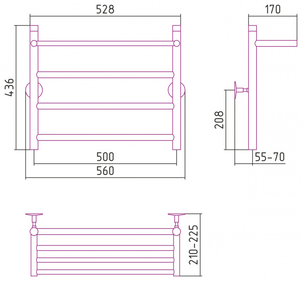 Полотенцесушитель водяной Стилье УНИВЕРСАЛ-54 00654-5050 500х500 
